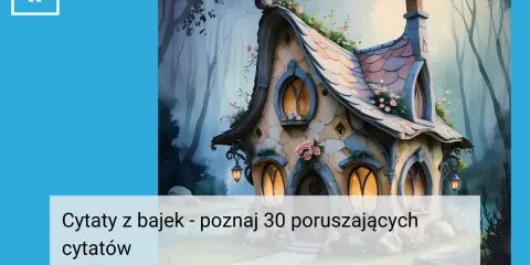 Bajkowy domek w lesie, ozdobiony kwiatami, z dymem z komina.