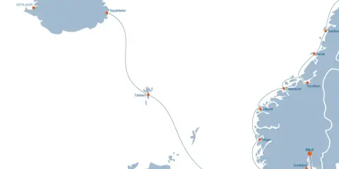 Mapa tras promowych: Islandia, Wyspy Owcze, Szkocja, Norwegia, Dania, Szwecja. Prom Polska Norwegia to marzenie wielu podróżników.