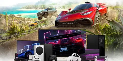 Graj w gry wyścigowe na konsoli Xbox, PC lub urządzeniach mobilnych dzięki Xbox Cloud Gaming. Zobacz samochody i krajobrazy z gry.