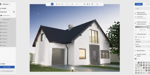 Program do projektowania elewacji pozwala wybrać odcień koloru dla domu.