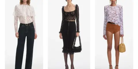 Modelli con maglietta di pizzo: cosa mettere sotto? Jeans scuri, gonna nera o shorts in camoscio per look diversi.