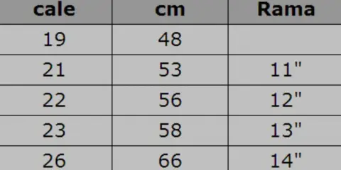Tabela rozmiarów: rama 13 cali na jaki wzrost? Długość nogi w cm: 58, w calach: 23.