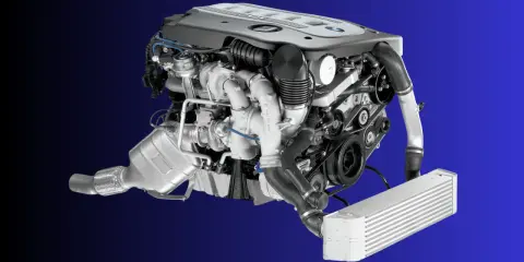 Potężny silnik BMW M57N2 z podwójnym turbodoładowaniem, gotowy do montażu.