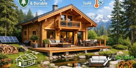 Magnifique chalet madrier, écologique, bien isolé, sur mesure et tout confort, niché dans un paysage de montagne verdoyant.
