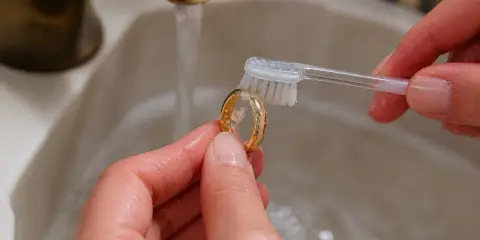 Maintenir l'éclat de vos bijoux en or : une brosse à dents et de l'eau suffisent pour nettoyer des bijoux en or ternis.