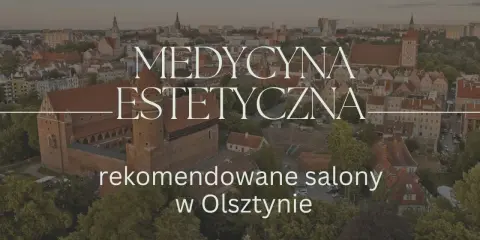 Widok z lotu ptaka na zamek i miasto z napisem "Medycyna Estetyczna".