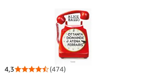 Copertina di "Le ottanta domande di Atena Ferraris", ultimo libro di Alice Basso, con un telefono rosso vintage.