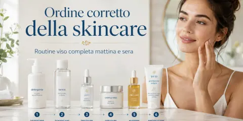 La routine skincare completa: detergere, tonificare, trattare con il siero va risciacquato, idratare, nutrire e proteggere.