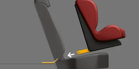 Asiento de coche con sistema de anclaje alternativo al Isofix. Muestra cómo asegurar una silla infantil si mi coche no tiene Isofix.