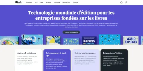 Lulu propose une technologie d'impression livre à la demande pour les entreprises, avec des solutions pour auteurs, entrepreneurs et éditeurs.