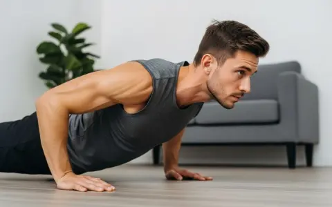 Un homme concentré fait des pompes tous les jours pour rester en forme.