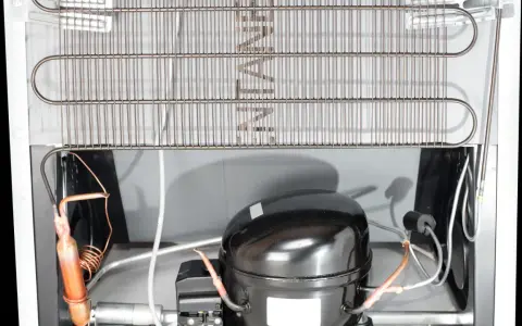 Back of a refrigerator showing the compressor and condenser coils. Learn how to clean refrigerator coils for better efficiency.