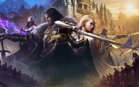 Guerreros fantásticos listos para la batalla, con castillos épicos de fondo. La fecha de lanzamiento de Throne and Liberty se acerca.