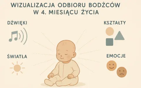 4 skok rozwojowy: dziecko odbiera dźwięki, światła, kształty i emocje.