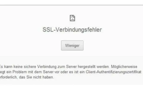 SSL-Verbindungsfehler: Ein Problem mit dem Apache-Server oder ein fehlendes Client-Zertifikat, das mit Certbot konfiguriert werden könnte.