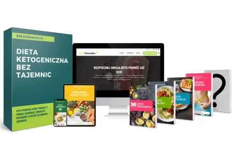 Keto dieta co to? Zobacz materiały promocyjne: "Dieta Ketogeniczna Bez Tajemnic", "Keto Jadłospis", "Poradnik Dietetyczny", "30 Keto Śniadań", "Keto Obiady", "Keto Kolacje", "Dziennik Kroków".
