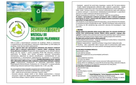 Zielony pojemnik na szkło czeka na puste słoiki z przetworami i inne szklane opakowania. Pamiętaj, by wrzucać je luzem!