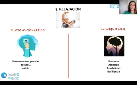 Relajación para el covid embarazo: piloto automático vs. mindfulness.