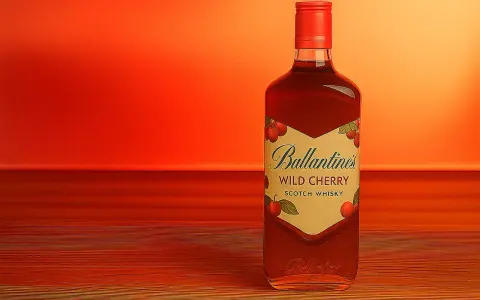 Butelka Ballantines Wild Cherry Scotch Whisky. Idealna do picia solo lub z lodem.