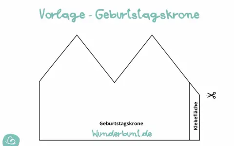 Vorlage für eine Geburtstagskrone zum Basteln. Schneide die Krone aus und klebe sie zusammen.