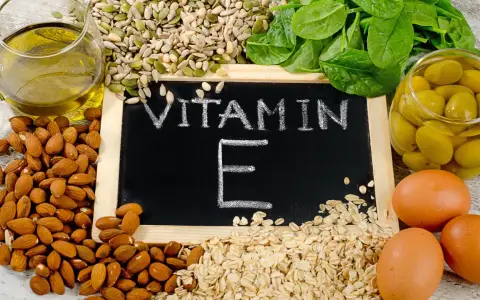 Mandorle, semi, spinaci, olive e uova: alimenti ricchi di vitamina E per una dieta sana.