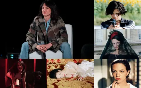 Asia Argento in vari ruoli, evocando atmosfere da thriller e dramma, con un tocco di stile anni '90.