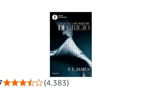 Copertina di "Cinquanta sfumature di grigio", primo libro della trilogia, con un primo piano di una cravatta.