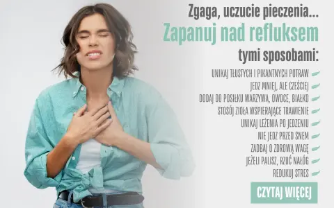 Kobieta z bólem w klatce piersiowej, wskazówki jak zapanować nad refluksem. Pytanie: jaki chleb przy refluksie? Unikaj tłustych potraw, jedz mniej, ale częściej.