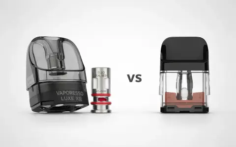 Dos cartuchos de vape, uno con una resistencia dual mesh de 0.2Ω y otro con una resistencia de 0.4Ω, listos para ser instalados.