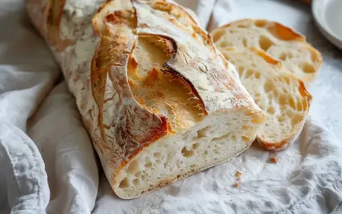 Nybakad ciabatta med krispig skorpa och luftig insida. Perfekt för ditt ciabatta recept!