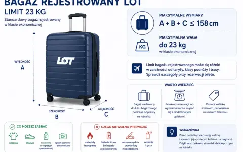 Limit bagażu rejestrowanego LOT to 23 kg. Sprawdź wymiary i wagę walizki przed podróżą, by uniknąć dodatkowych opłat.