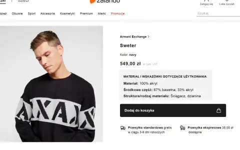 Męski sweter Armani Exchange z napisem AX, wykonany w 100% z akrylu. Dowiedz się, acrilico co to za materiał.