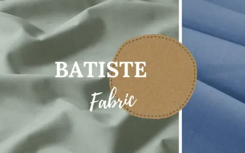 A close-up of draped batiste fabric in soft green and blue hues. This lightweight, finely woven batiste fabric is perfect for delicate garments.