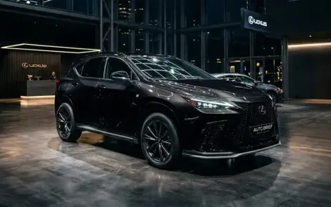 Elegancki, czarny Lexus NX350h lśni w nowoczesnym salonie.