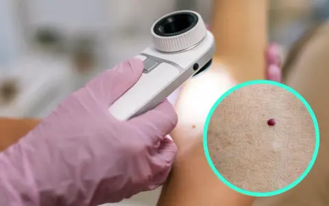 Dermatolog bada punkty rubinowe na skórze. Czerwone kropki na ciele mogą być powodem do niepokoju, ale często są niegroźne.