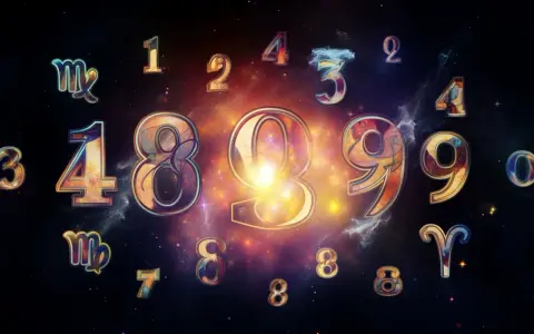 Kosmiczna wizja liczb, gdzie numerologiczna 1 i 11 splatają się z symbolami zodiaku i cyframi.