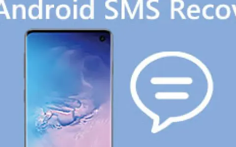Android-telefon med texten "Android SMS Recovery" och en pratbubbla. Återställ dina arkiverade SMS.