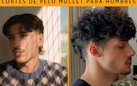 Dos hombres con distintos tipos de mullet: uno liso y con patillas, otro rizado y rapado.