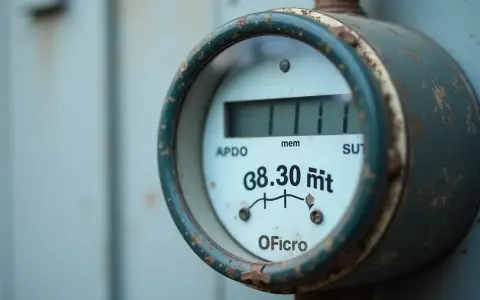 Cyfry z licznika gazu: 111 i 38.30 m³. Widoczny cyfrowy wyświetlacz z odczytem zużycia.