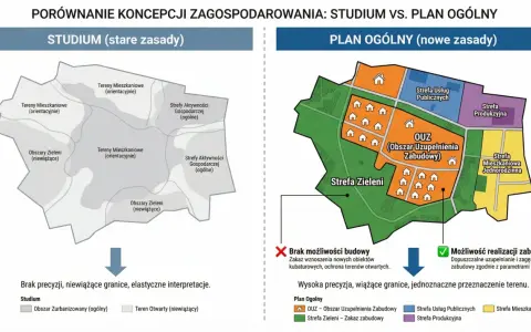 Porównanie studium (stare zasady) i planu ogólnego (nowe zasady). Brak planu ogólnego w Twojej gminie zamrozi budowę domu na lata.