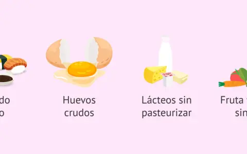 Alimentos que no puede comer una embarazada: pescado crudo, huevos crudos, lácteos sin pasteurizar y fruta/verdura sin lavar.