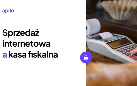 Sprzedaż wysyłkowa a kasa fiskalna: ręka naciska klawisze kasy fiskalnej, obok paragon.