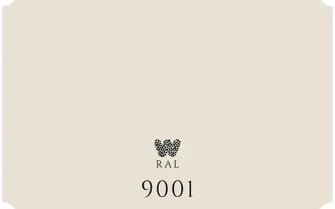 RAL 9001, kolor biały. Symbol graficzny i numeracja.