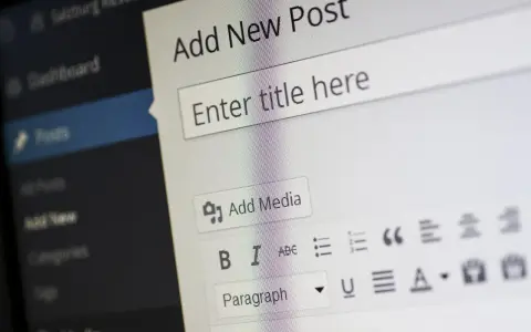 Interfejs graficzny (gui) edytora postów. Pole "Enter title here" i przycisk "Add Media" są widoczne.
