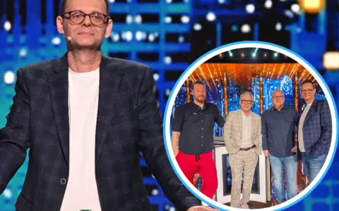 Prowadzący program "Jaka to melodia" z jurorami. Zastanawiacie się, o której godzinie zaczyna się zabawa?