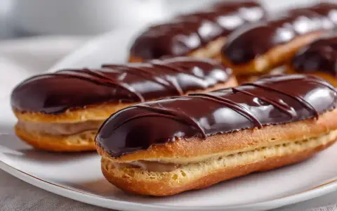 Éclairs au chocolat, leur glaçage brillant et leur crème onctueuse invitent à la gourmandise.
