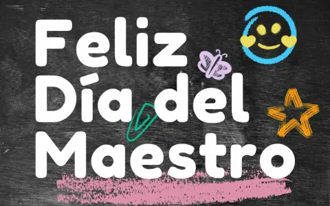 Feliz Día del Maestro. Celebrando a quienes inspiran y guían. Con mariposa, estrella y carita feliz.