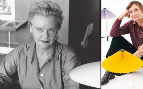 Svensk designer kvinna, Vera Wrede, med sina ikoniska lampor.