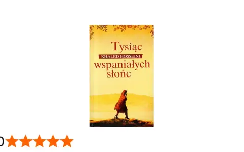 Okładka książki "Tysiąc wspaniałych słońc" z postacią kobiety w pomarańczowym szalu na tle pustynnego krajobrazu.