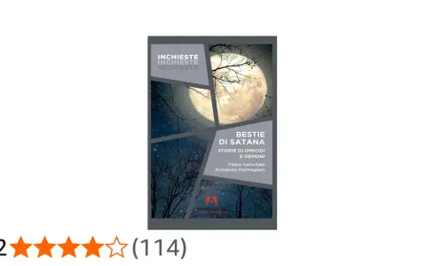 Copertina del libro "Bestie di Satana", con luna piena e alberi spogli su sfondo stellato. Le inchieste su omicidi e demoni promettono storie inquietanti.